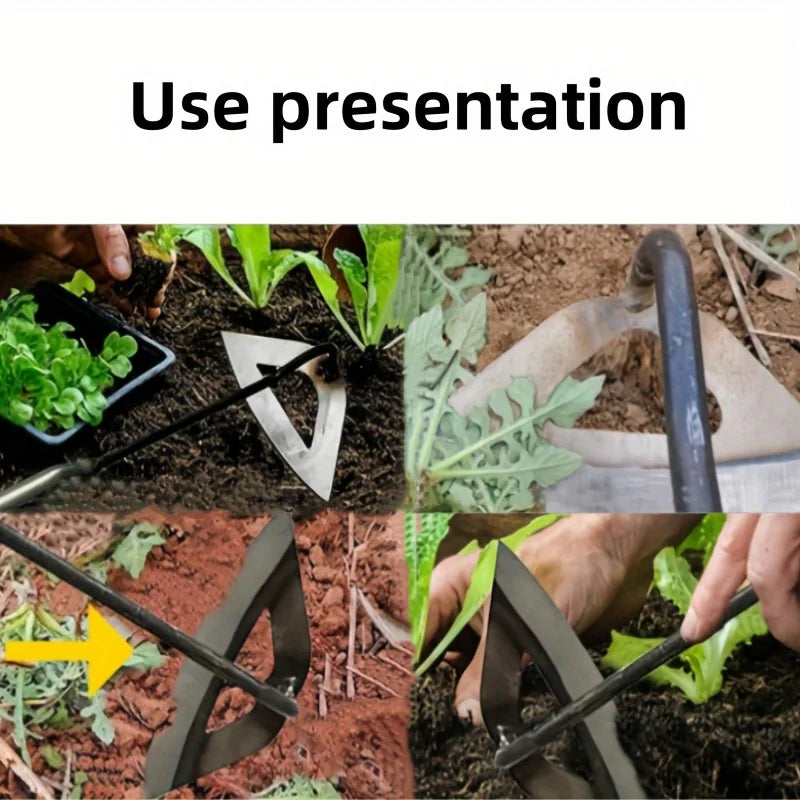 Hollow Weeding Hoe Handheld Weeding Rake Manganese Steel Quenched Garden Hoe for Weeding Planting Digging, Heavy Duty Agricultur