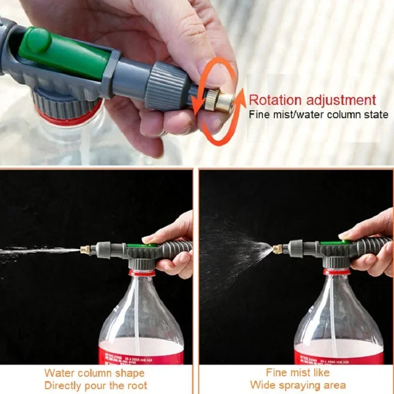 Gardening Watering Sprayer Beverage Bottle Watering Can High Pressure Small Manual Pressure Adjustable Spray Head