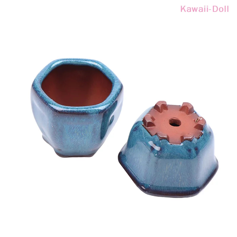 Dollhouse Mini Plant Pots Flower Pot With Holes Bonsai Flowerpot Purple Sand Craft Chinese Style Plant Pot Planter Garden Decor
