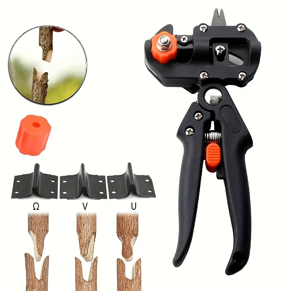 Professional Grafting and Pruning Tools, Fruit Tree Grafting Shears, 2-in-1 Branch Cutting and Grafting Shears.