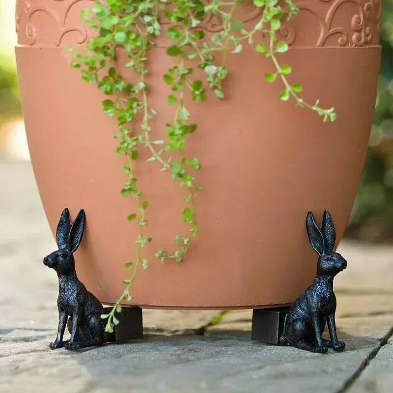 3Pcs Flower Pot Feet Stand Animal Shape Cat Dog Rabbit Plant Pots Risers Pad Outdoor Garden Resin Pot Foot Plant Bonsai Holders