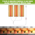 LED Grow Light Full Spectrum Quantum Board Lamp For Indoor Growth Box Flower Plants Cultivation Dimmable With Timing Auto On/Off