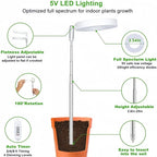 Plant Grow Light,LED Growing Light Full Spectrum for Indoor Plants,Height Adjustable, Automatic Timer, 5V Low Safe Volta