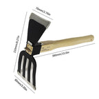 Wooden Handle Garden Rake Cultivator Dual-purpose Hoe Mini Hoe & Tiller for Digging Weeding Gardening Cultivating Rake Tools