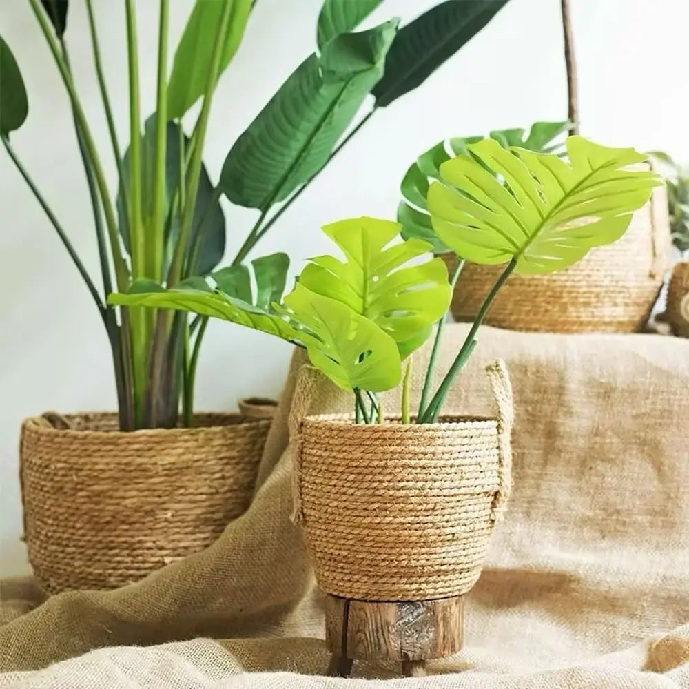 1Pcs Mini/S/M/L Grass Woven Flowerpot For Garden Terraces Small Plant Flower Basket Seedling Containers Planter Basket