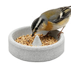 Bird Feeders for Outdoors | Round Small Stone Weatherproof Dish | Backyard Bird Feeder | for Water Pet Finch Parrots Watching
