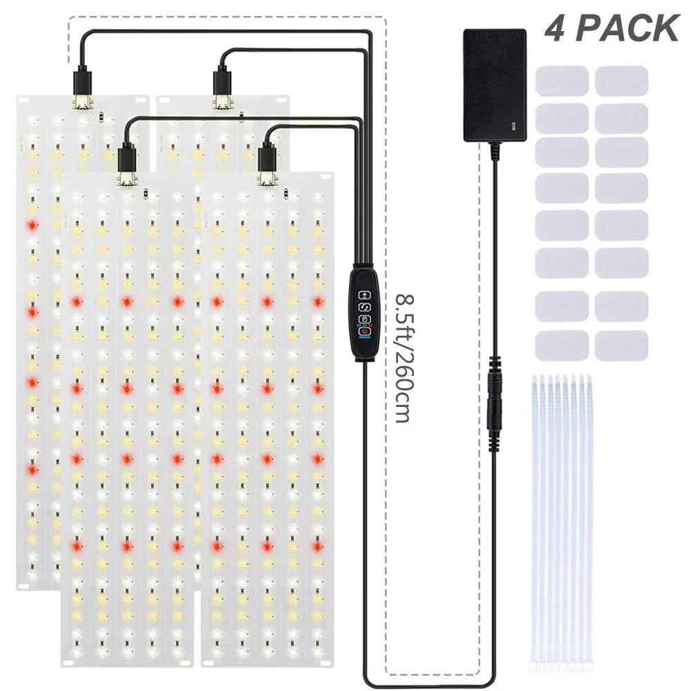 LED Grow Panel Light Ultra-thin Full Spectrum Dimmable Timer Plant Lights Under Cabinet Growing Lamp for Indoor Plants Rack