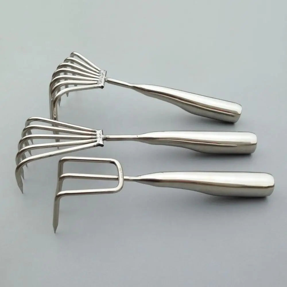 3/5 Claws Garden Hand Rake Manual Integrated Small Leaf Rakes Gardening Tool Stainless Steel Weeding Removal Puller Garden Yard