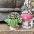 Cactus Flower Planter Pot Cute Mini Resin Cactus Flowerpot With Drainage Holes Cactus Indoor Outdoor Decor