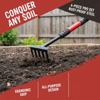 1 Piece Five-Tooth Gardening Spade Rake Hoe Integrated Design Comfort Handle for Outdoor Garden Weeding Digging Planting