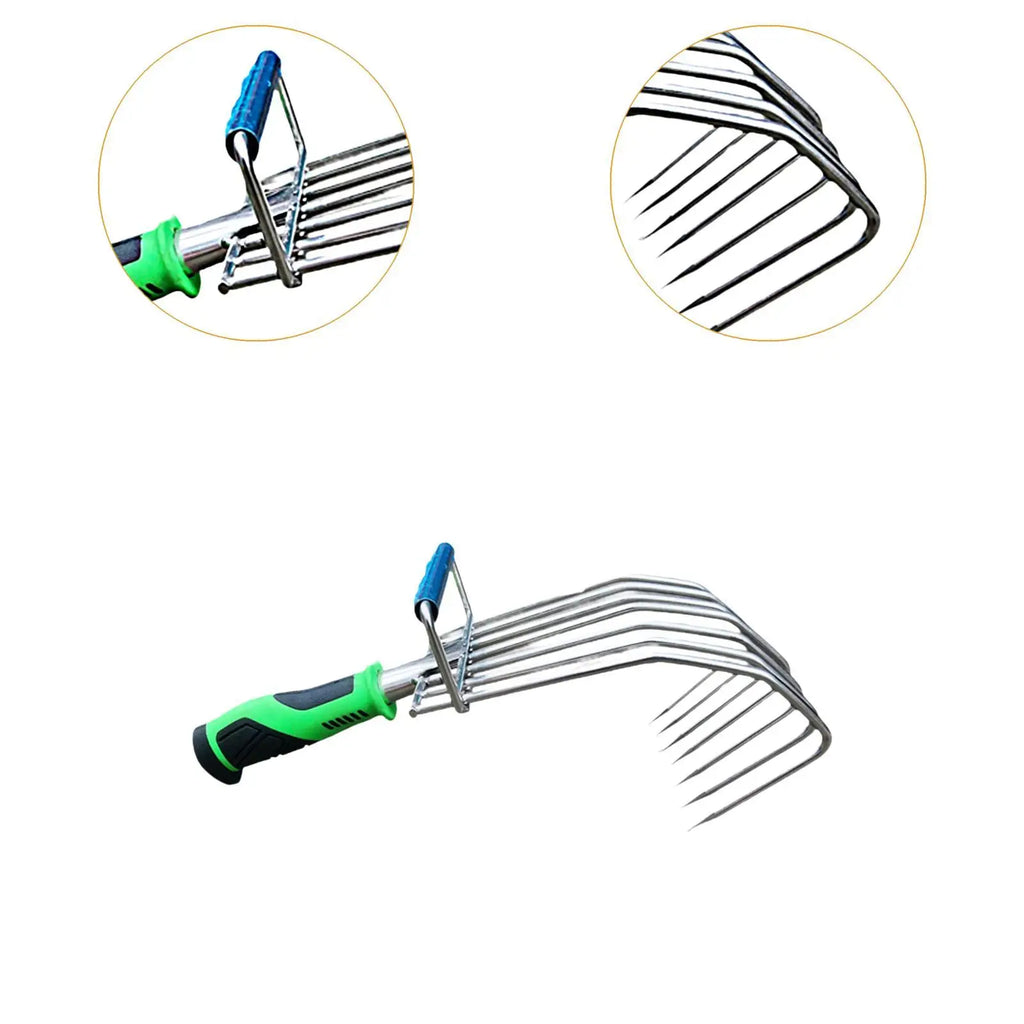 Hand Rake Weeding Lightweight Small Garden Hand Rake Loosening Soil Rubber Handle Digging for Patio Backyard Lawn Yard Work