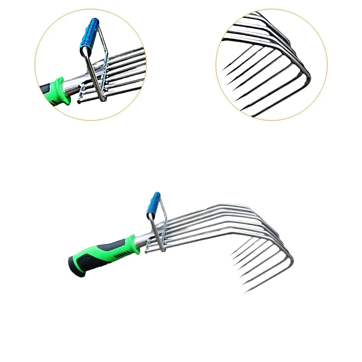 Hand Rake Weeding Lightweight Small Garden Hand Rake Loosening Soil Rubber Handle Digging for Patio Backyard Lawn Yard Work