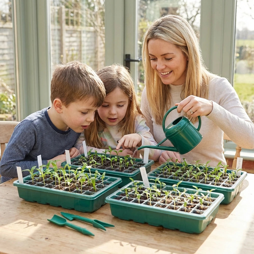 12/40 Holes Seed Starter Tray Seedling Plant Trays with Humidity Vented Domes Bases Seed Starting Indoor Gardening Greenhouse