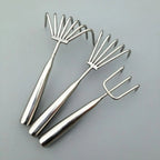 3/5 Claws Garden Hand Rake Manual Integrated Small Leaf Rakes Gardening Tool Stainless Steel Weeding Removal Puller Garden Yard