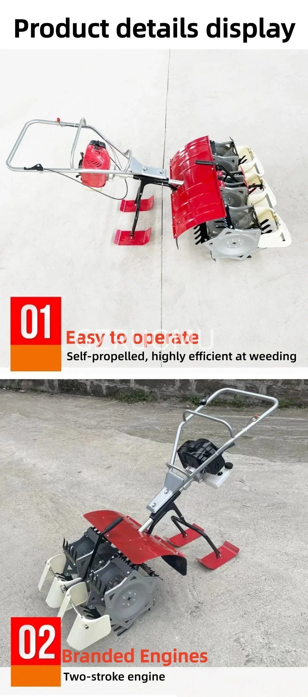 Lightweight Hand Push Row Crop Weeder Walking Inter-row Cultivator Labor Saving Soil Loosening Weeding Machine