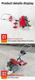 Lightweight Hand Push Row Crop Weeder Walking Inter-row Cultivator Labor Saving Soil Loosening Weeding Machine