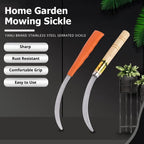 Home Garden Weeding Sickle Sharp Stainless Steel Mowing Tool with Non-Slip Handle for Gardening Weeding & Harvesting