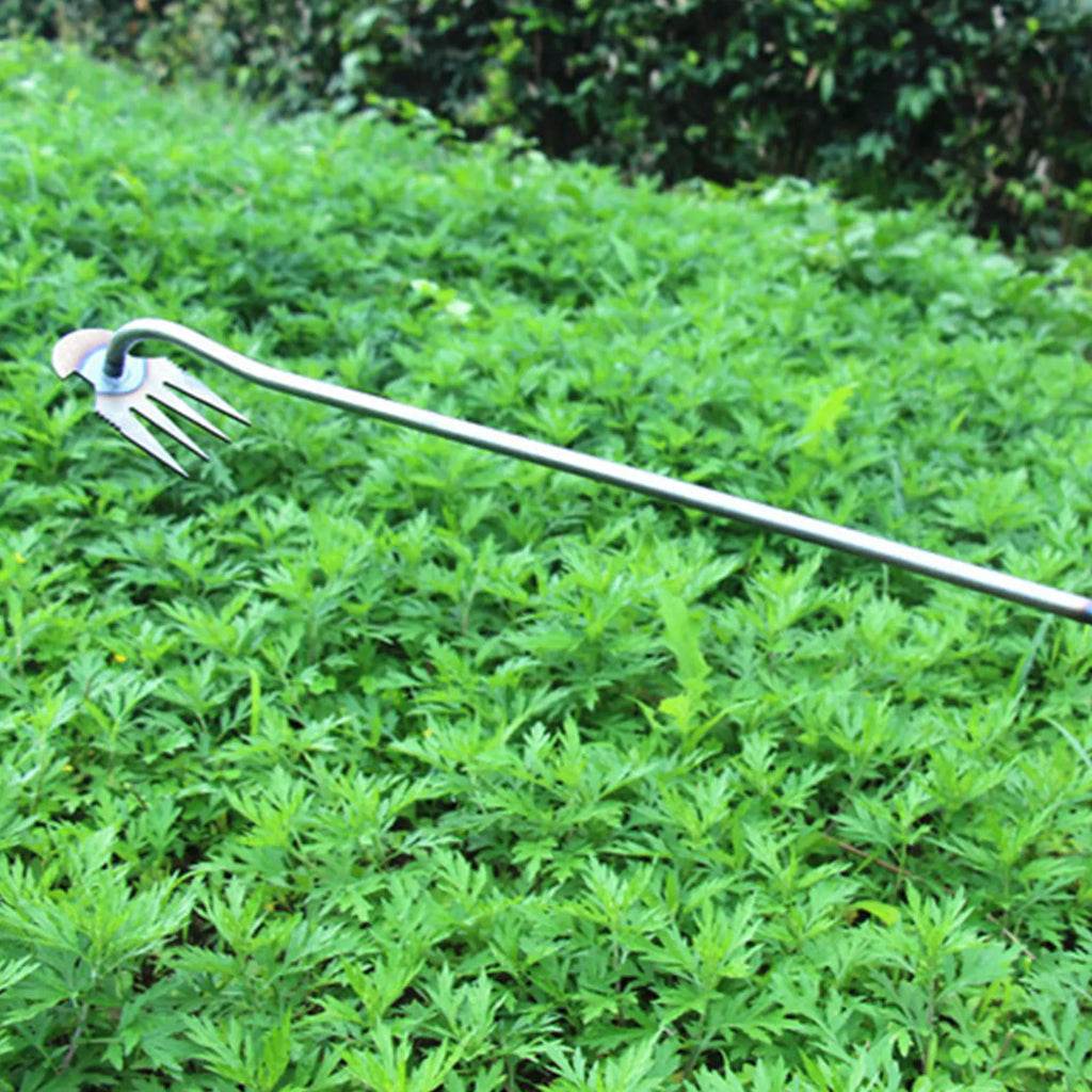 Stainless Steel Grass Rooting Weeding Tool Garden Hook Puller With Handle For Easily Removing Weeds Planting Shovel Harvesting