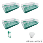12/40 Holes Seed Starter Tray Seedling Plant Trays with Humidity Vented Domes Bases Seed Starting Indoor Gardening Greenhouse