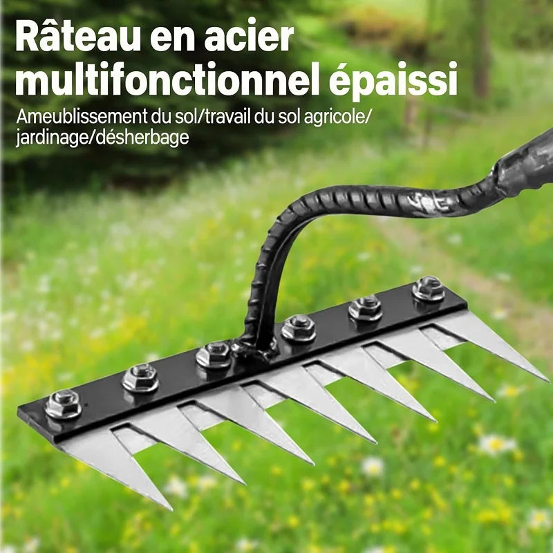 8/7/6/5teeth Garden Weeding Rake Heavy Duty Metal Gardening Hoe Weeding Rake Farm Tool for Gardening Weeding Loosening Soil Rake