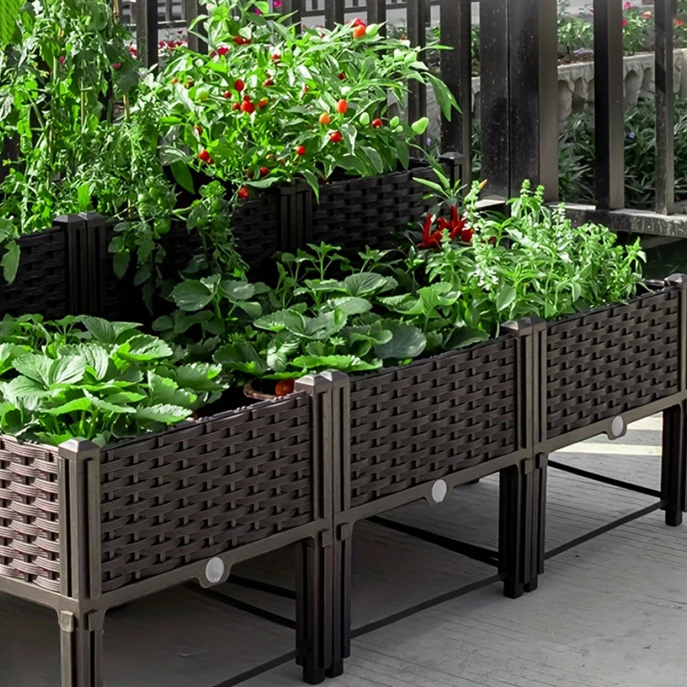 Plastic Raised Garden Bed with Legs Raised Planter Box Elevated Planting Container for Gardening Vegetables Fruits Flowers