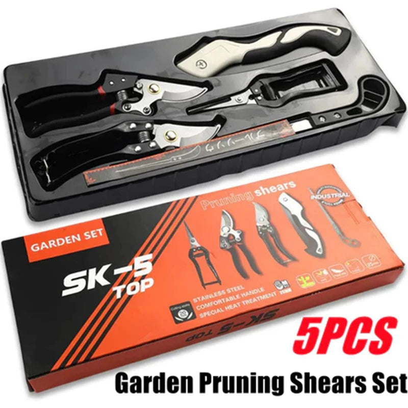 Complete Gardening Kit with 5 Essential Tools; Pruning Shears, Foldable Sawi Scissors, Plant Cutter