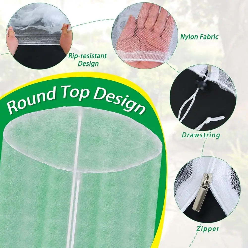 Portable with Zipper Mesh Plant Covers Reusable Protection Insect Netting Stackable Plant Protectors Greenhouse