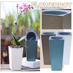 Large Flowerpot Imitation Metal Plastic Tall Planter Garden Accessories Brick Pattern Square Flower Pots With Inlet Watering