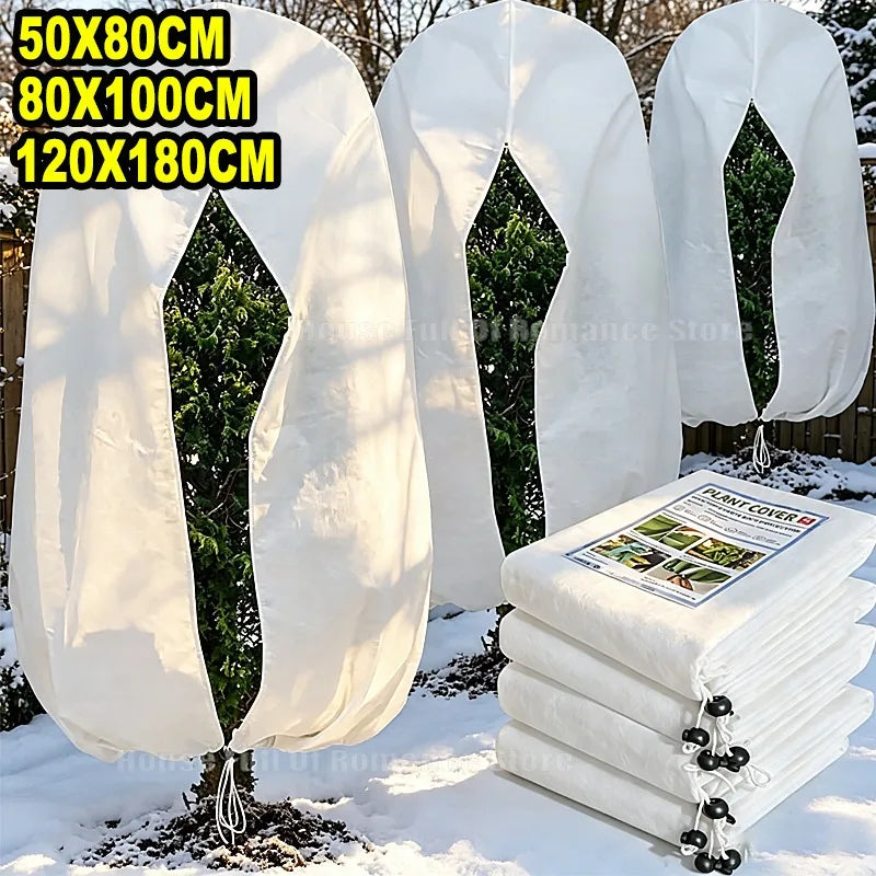 Winter Plant Cold-proof Cover Plant Protection and Warmth Covers Drawstring Zipper Fixed Non-woven Fabric Casing Outdoors Garden