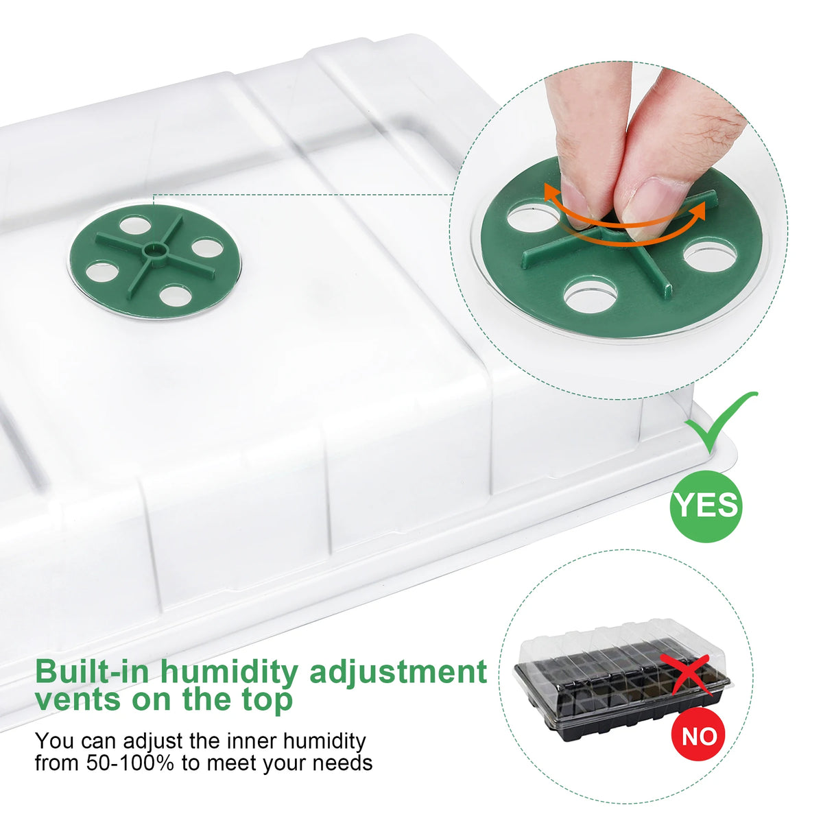 3 pcs Seed Tray, 40 Holes Cell Propagator Growth Thickening Seedling Start Growth Tray With Transparent Cover Greenhouse And Gar