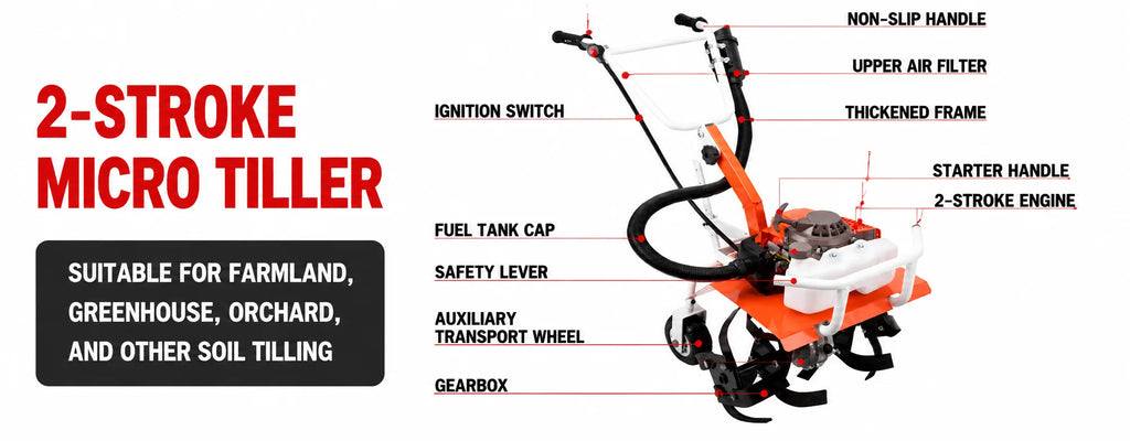 Rotary Cultivator Efficien Micro-Cultivator Tilling Soil And Loosening Soil  Cultivator Small Ditching Rotary Cultivator Tilling
