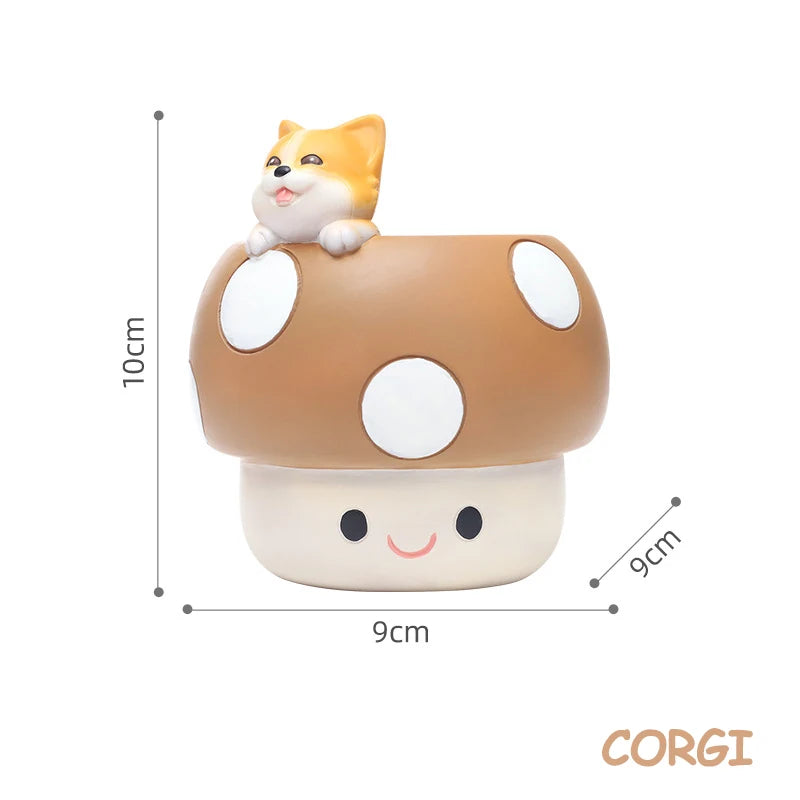 Creative Mushroom Succulents Plant Pot, Cute Animal Flower Pots, Decorative Planter Containers Home Desktop Office Decor