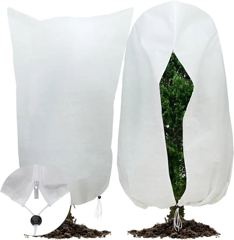 Winter Plant Cold-proof Cover Plant Protection and Warmth Covers Drawstring Zipper Fixed Non-woven Fabric Casing Outdoors Garden