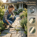 Manual Weeding Scraper with Wood Handle, Stainless Steel Tool for Removing Weeds from Lawn & Cracks
