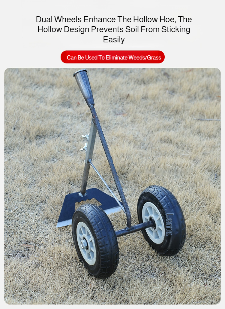 Hand-pulled Multi-function Plow 3 in 1 Multi-Function Wheel Hoe Cultivator, Double Wheels Weeder Tiller Furrow Plow for Garden F