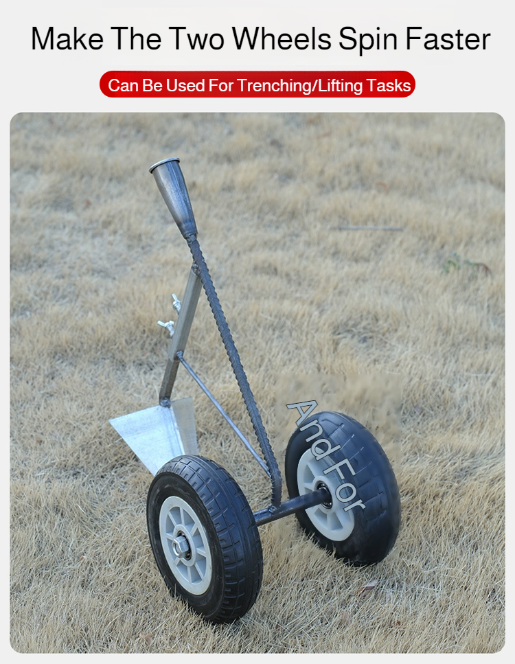 Hand-pulled Multi-function Plow 3 in 1 Multi-Function Wheel Hoe Cultivator, Double Wheels Weeder Tiller Furrow Plow for Garden F